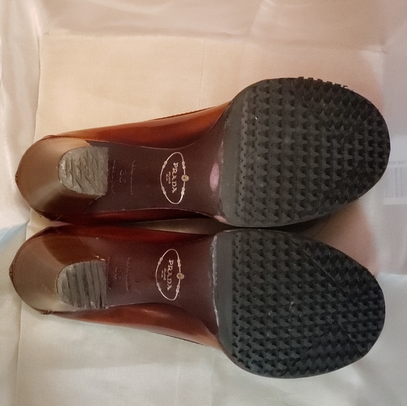 Prada heels size 36/6 copper red stacked 3.5" heels - Picture 5 of 8